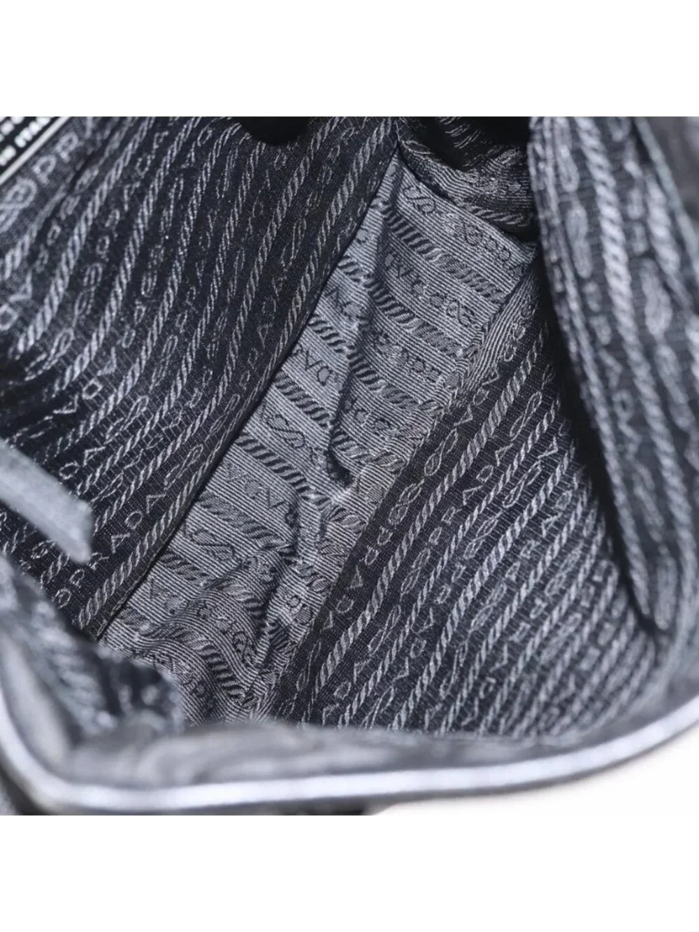 Authentic PRADA Shoulder Bag Nylon Black Silver - Picture 3 of 16